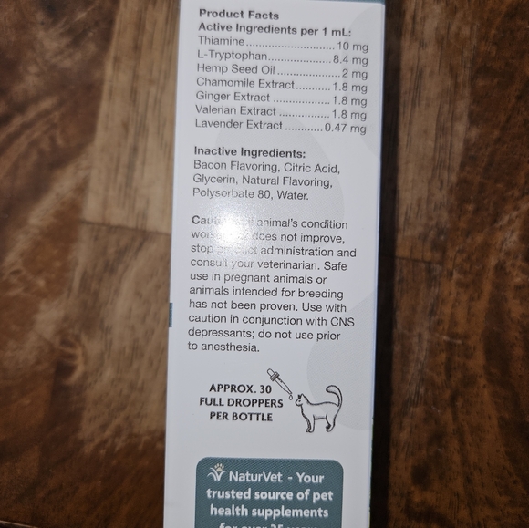 NIB NaturVet Hemp Quiet Moments Calming Drops for Cats,  1 fl. oz. - Picture 2 of 3